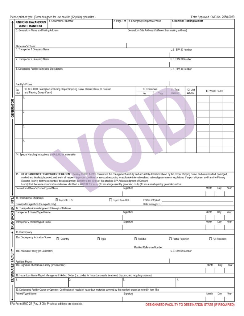 Hazardous Waste Electronic Waste Manifest System EPA E Manifest 