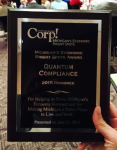 Corp! Michigan's Economic Bright Spots Award Plaque